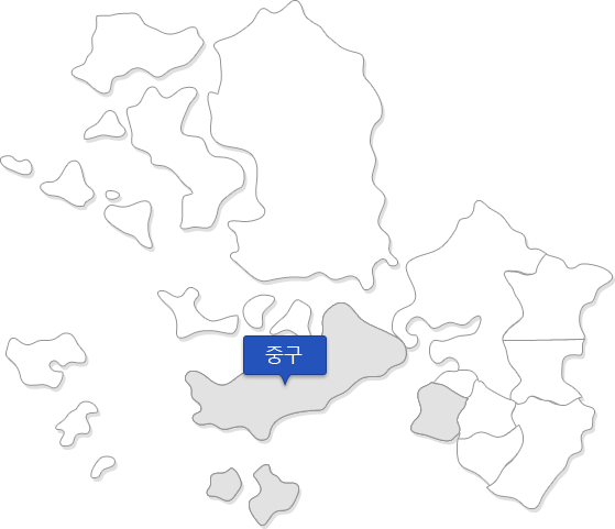 인천 지역구별 지도  : 중구 표기