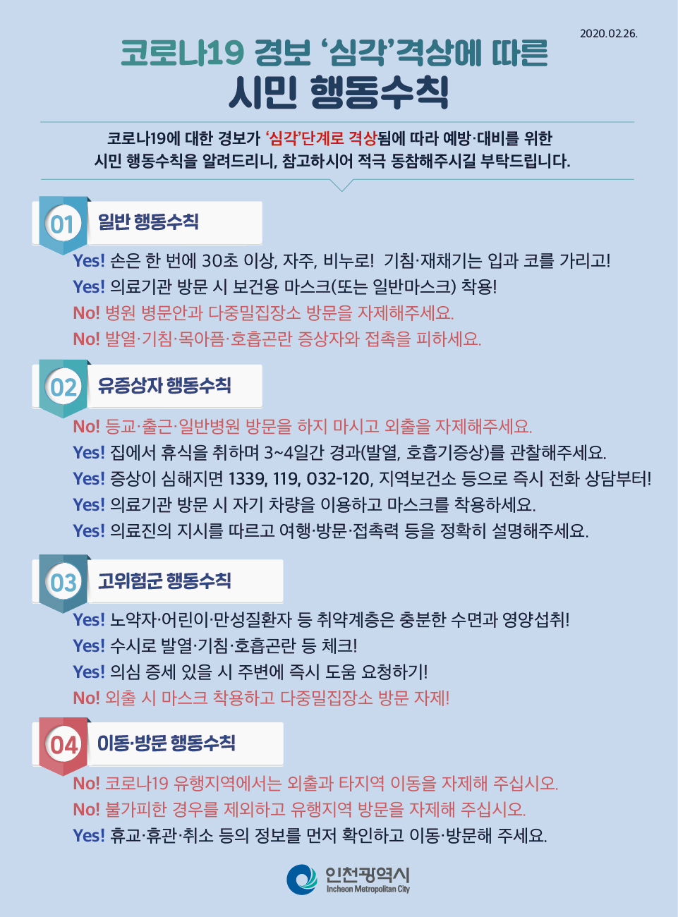 코로나19 대응 관련 「시민 행동수칙」 이미지 1