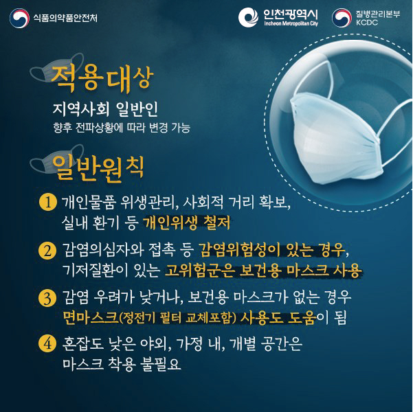 코로나19 관련 마스크 사용 개정 권고사항(비상상황에서의 한시적 지침) 이미지 2
