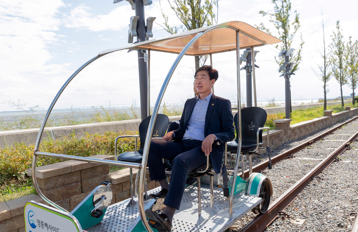 레일바이크와 조광휘의원 사진