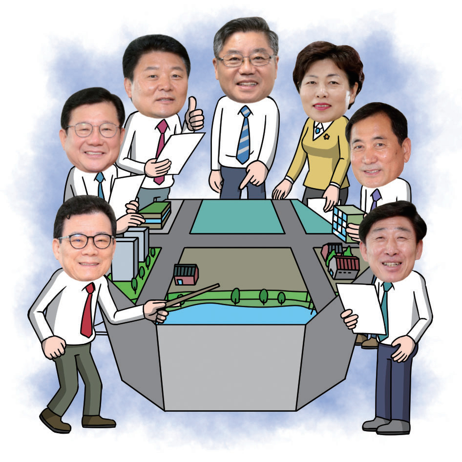 안병배(대표), 김국환, 김병기, 박정숙, 백종빈, 임동주, 조광휘 의원 사진