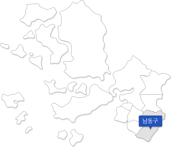 인천 지역구별 지도  : 남동구 표기